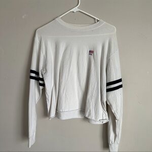 John Galt USA Cropped Long Sleeve – White/Navy